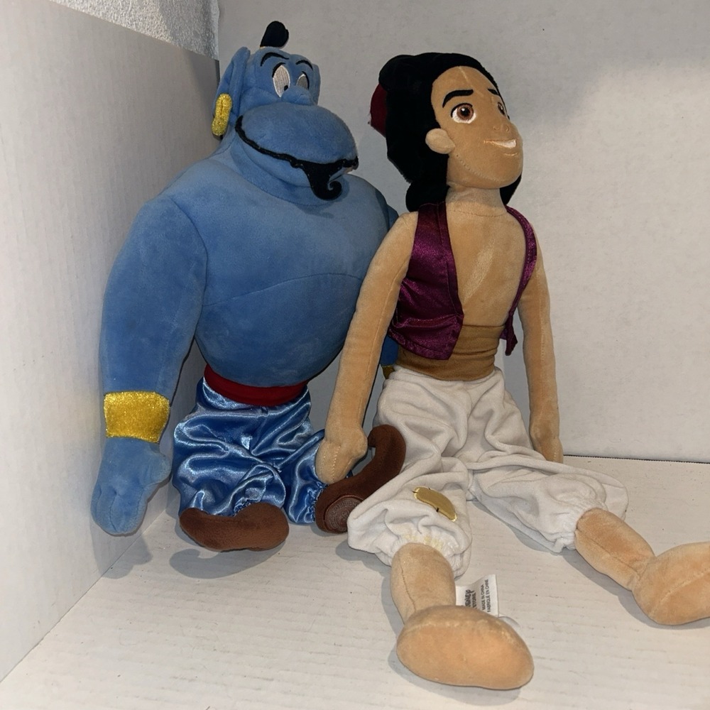 LOT Disney Store Collection Aladdin & Genie 20" Stuffed Plush